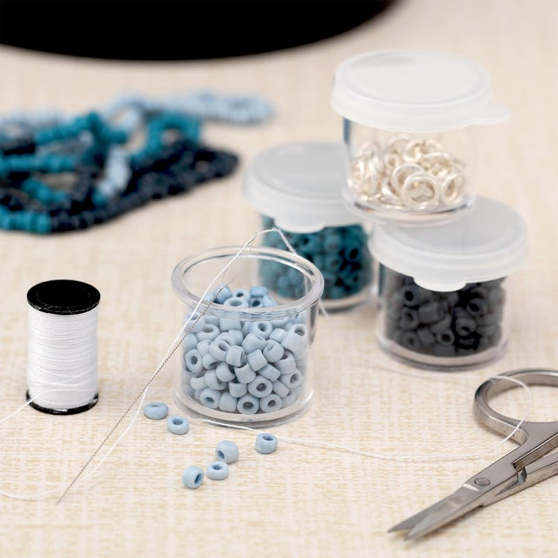 Creative Mark Assorted Pack of 14 Storage Cups - 8 Small 10 ml & 6 Large 45 ml Durable Clear Plastic Paint Containers with Lids for Artists, Students, Professionals - Image 4